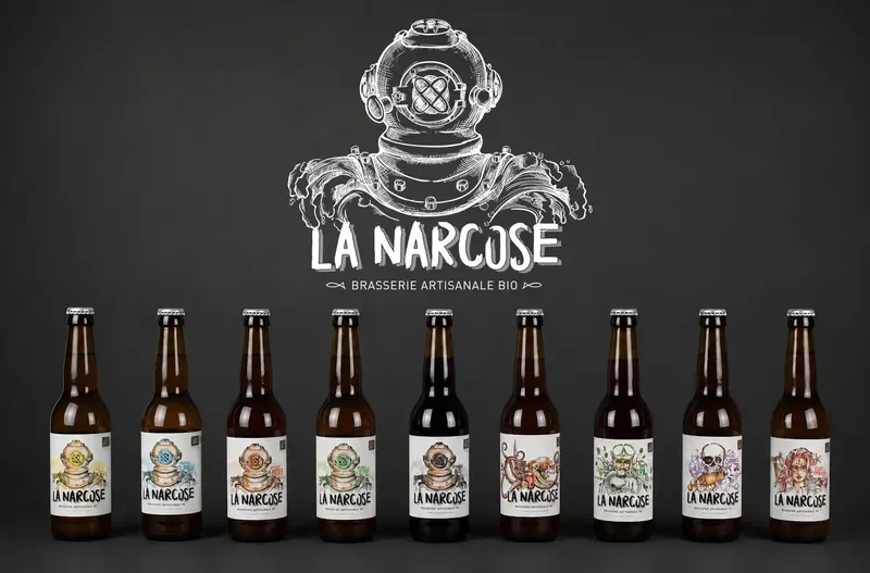 Identité de marque brassicole — étiquettes & illustration — réalisation O’com, agence de communication à Strasbourg